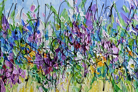 Summer Breeze - Abstract Wildflower Meadow, Palette Knife Art