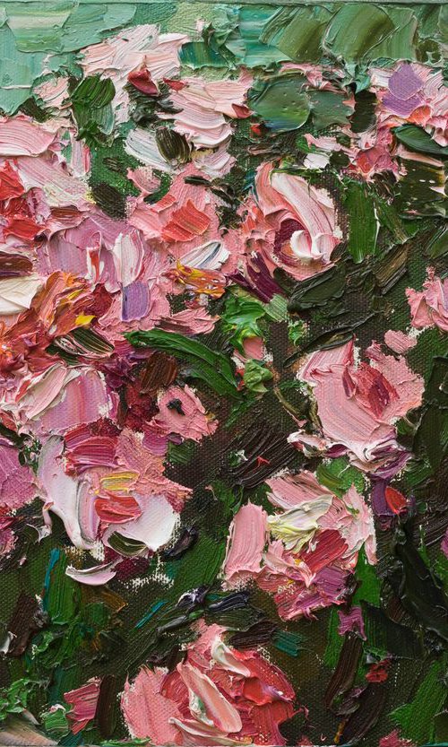 Pink peonies Original oil painting by Anastasiia Valiulina