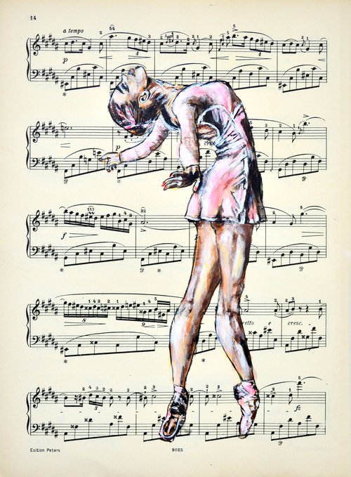 Ballerina XLIV- Vintage Music Page, GIFT idea by Misty Lady - M. Nierobisz