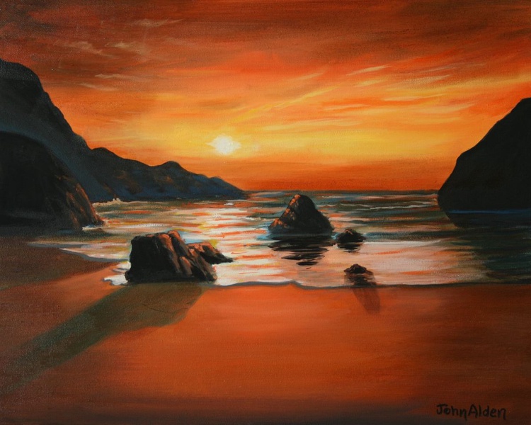 Sunset On The Beach Oil Painting By John Begley Artfinder