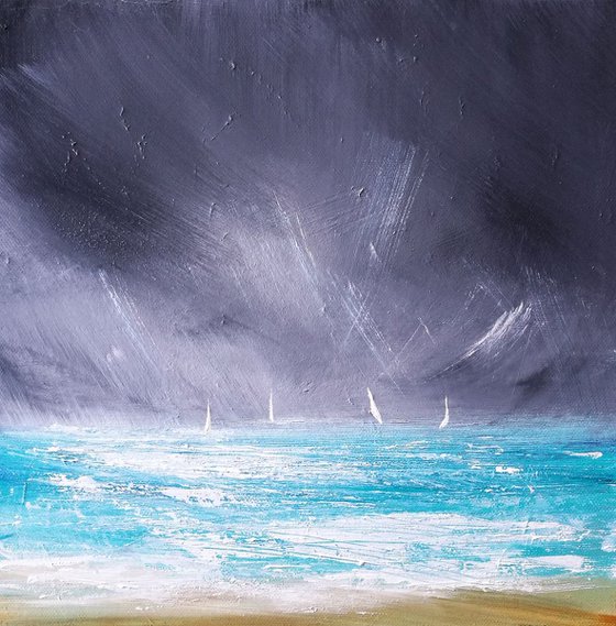 Sailing in the Surf, Seascape, small, gorgeous