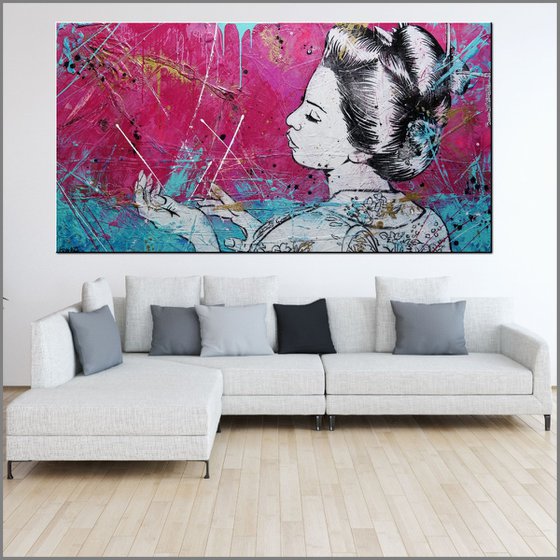 Musk 190cm x 100cm Sunset Geisha Textured Urban Pop Art