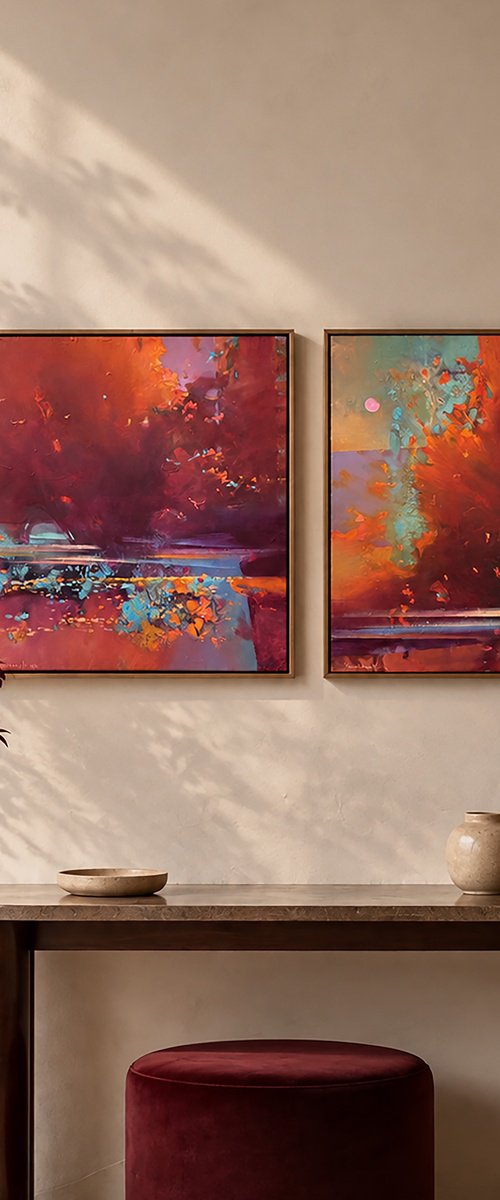 Crimson Light of Autumn Reflections by Natalia Yampolskaia