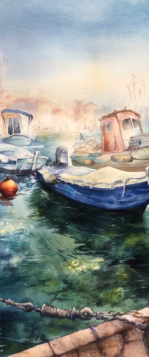 Rovinj Harbour Midday by Larissa Rogacheva