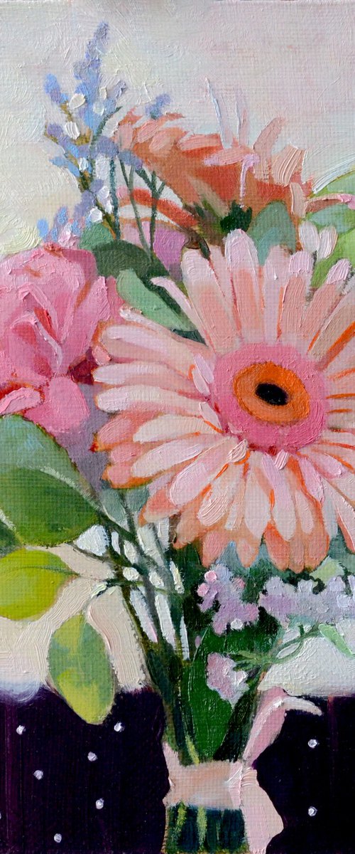 bouquet of gerbera and pinks by Alexandra Sergeeva