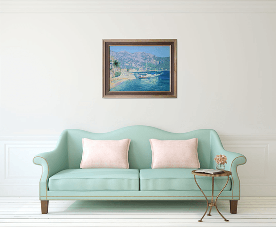 Yachts in the Turunc Koyu harbor