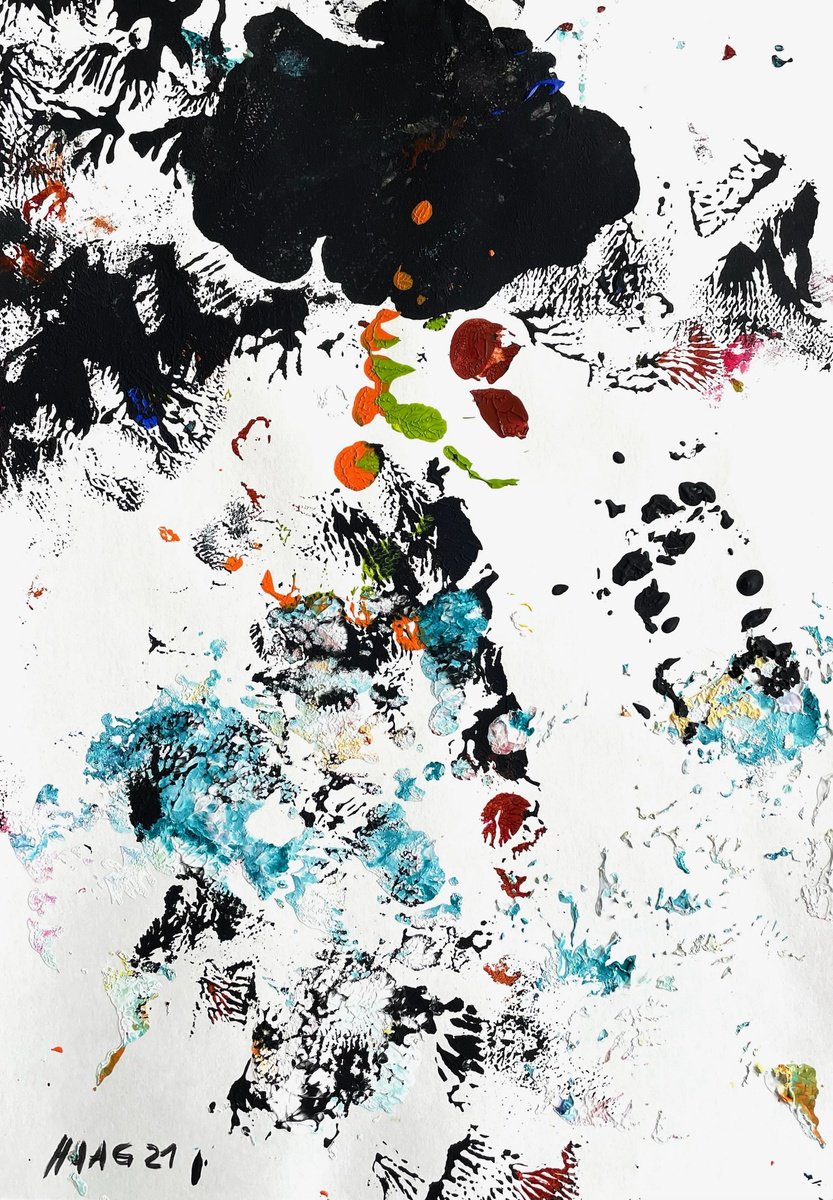 Organic Abstract Acrylic Painting By Christel Haag, 8 X 12, Lyrical Inspiration, Original Artwork