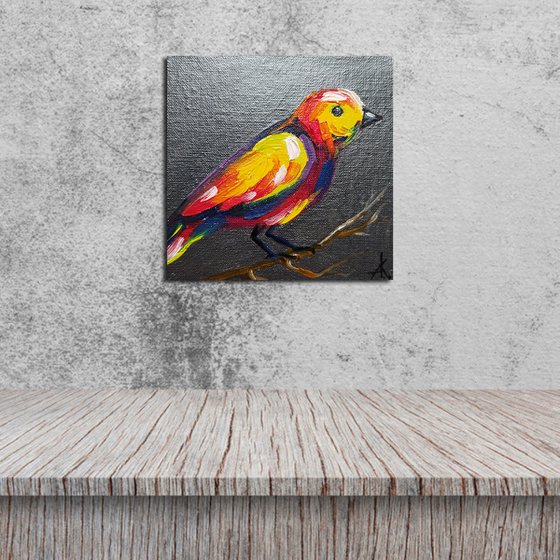 Bird - oil painting, bird, birds oil painting, painting on canvas, gift, parrots, bird art, art bird, animals oil painting