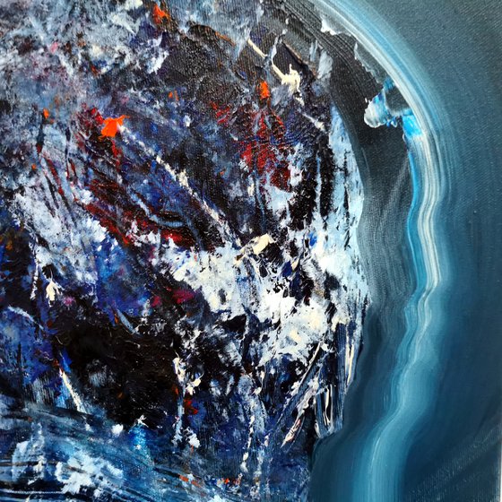 Large enigmatic blue angel series painting by KLOSKA