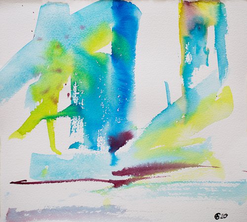 Abstraction ·№3. Small abstract color organic watercolor vibrant intrerior decor by Sasha Romm