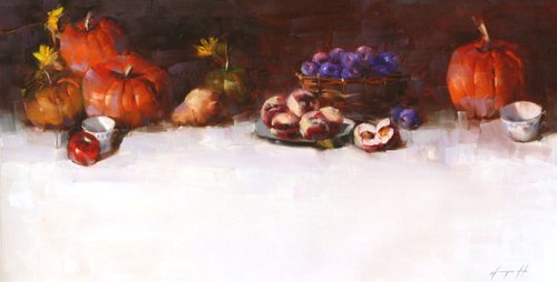 Still  Life with Pumpkins Original oil Painting Large size by Vahe Yeremyan