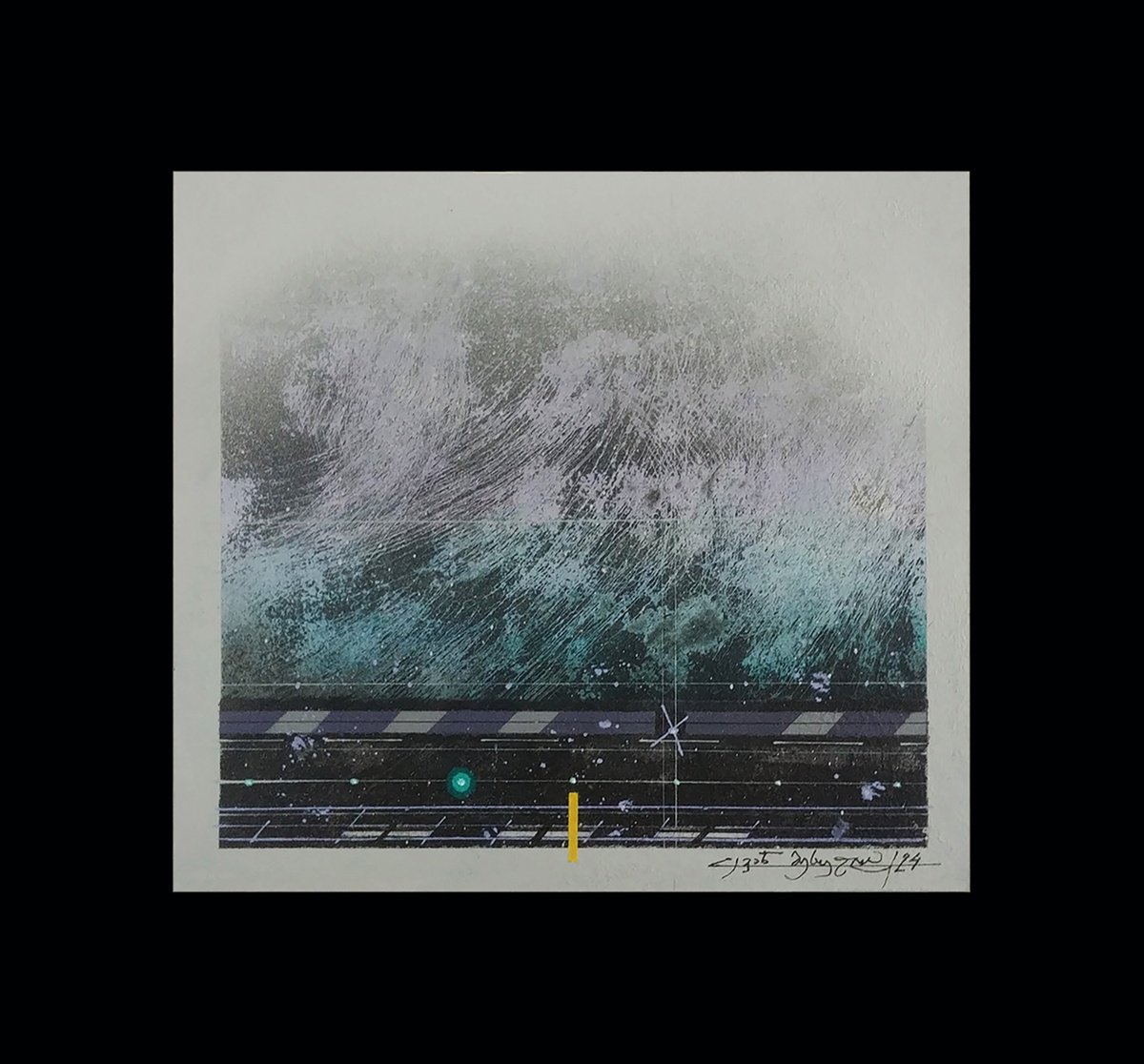 Abstract Acrylic Painting By Levan Mekhuzla, 17 X 16", Landscape Fig 2, Original Artwork