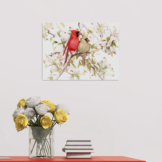 Cardinals and Dogwood