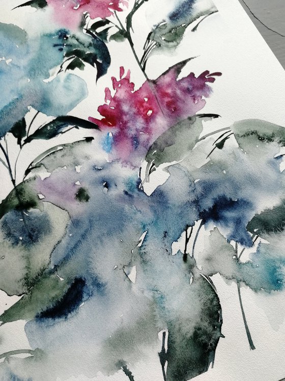 Hydrangea flowers painting