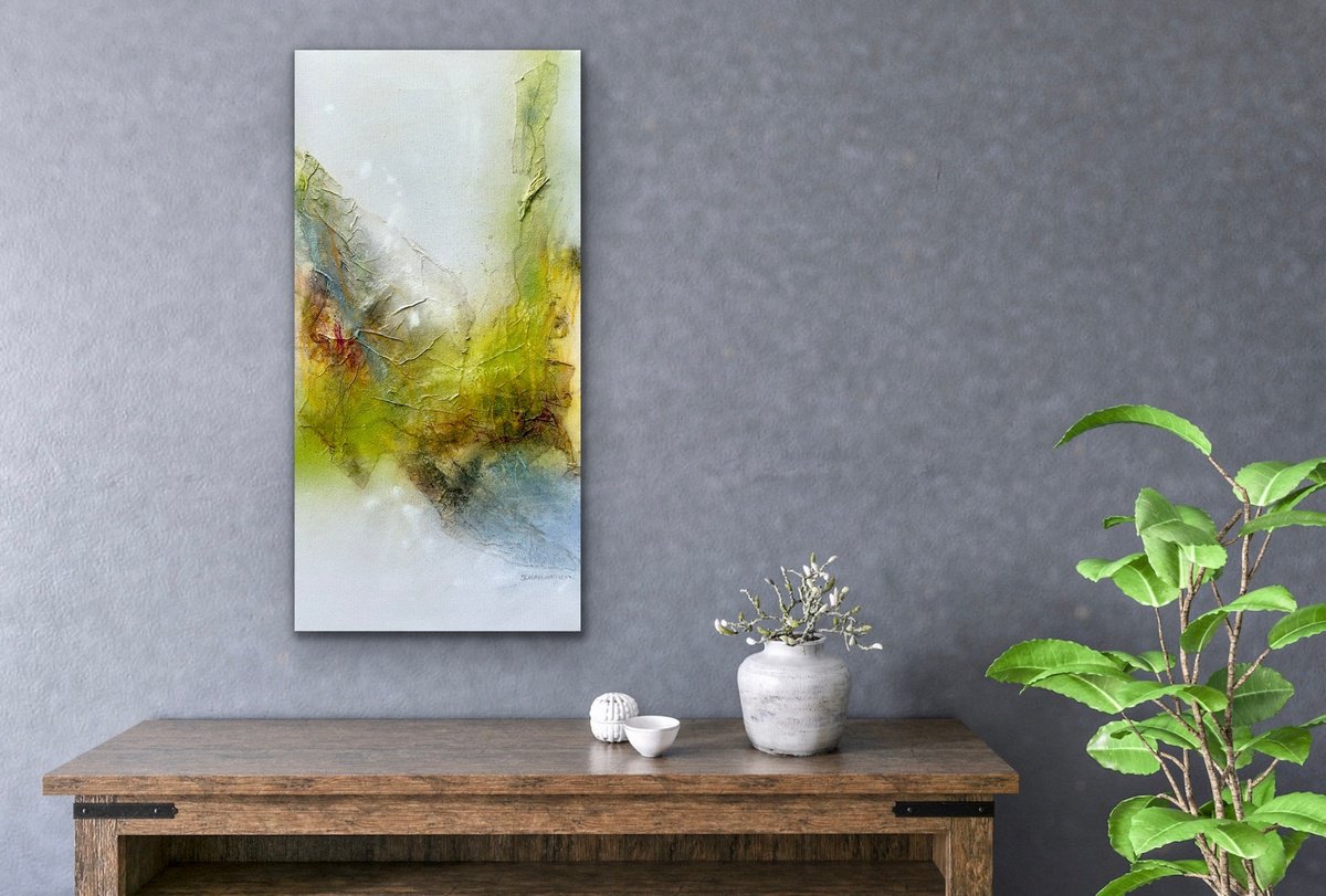 Abstract Acrylic Painting By Kirsten Schankweiler, 12 X 24", Nature - My Happy Place No. 6, Original Artwork