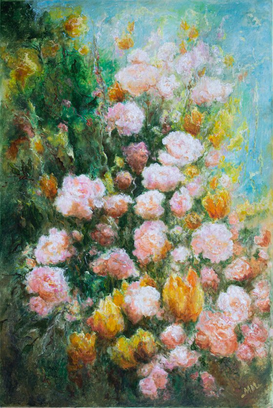 Framed impressionistic work Waltz of the Flowers