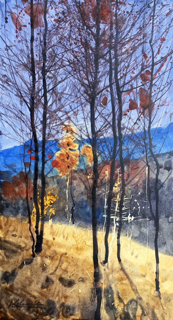 Sunny Autumn landscape with trees