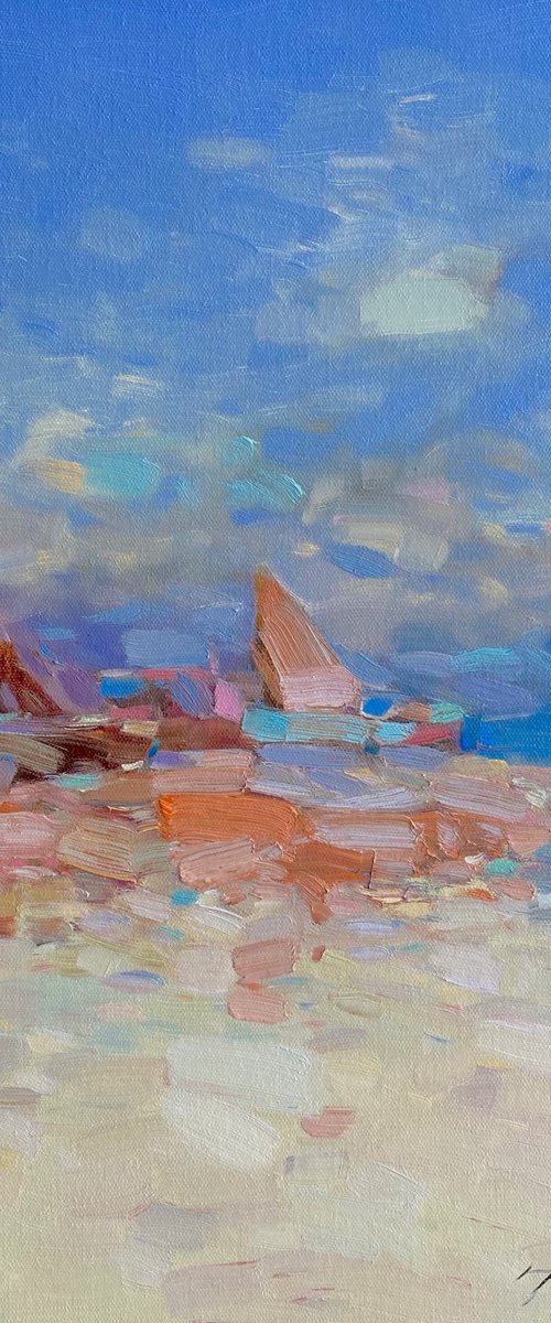 Sail Boats, Original oil painting, Handmade artwork, One of a kind by Vahe Yeremyan