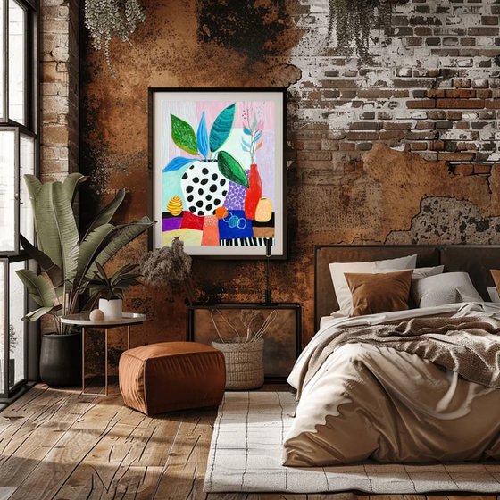 Colorful Still Life with Vases
