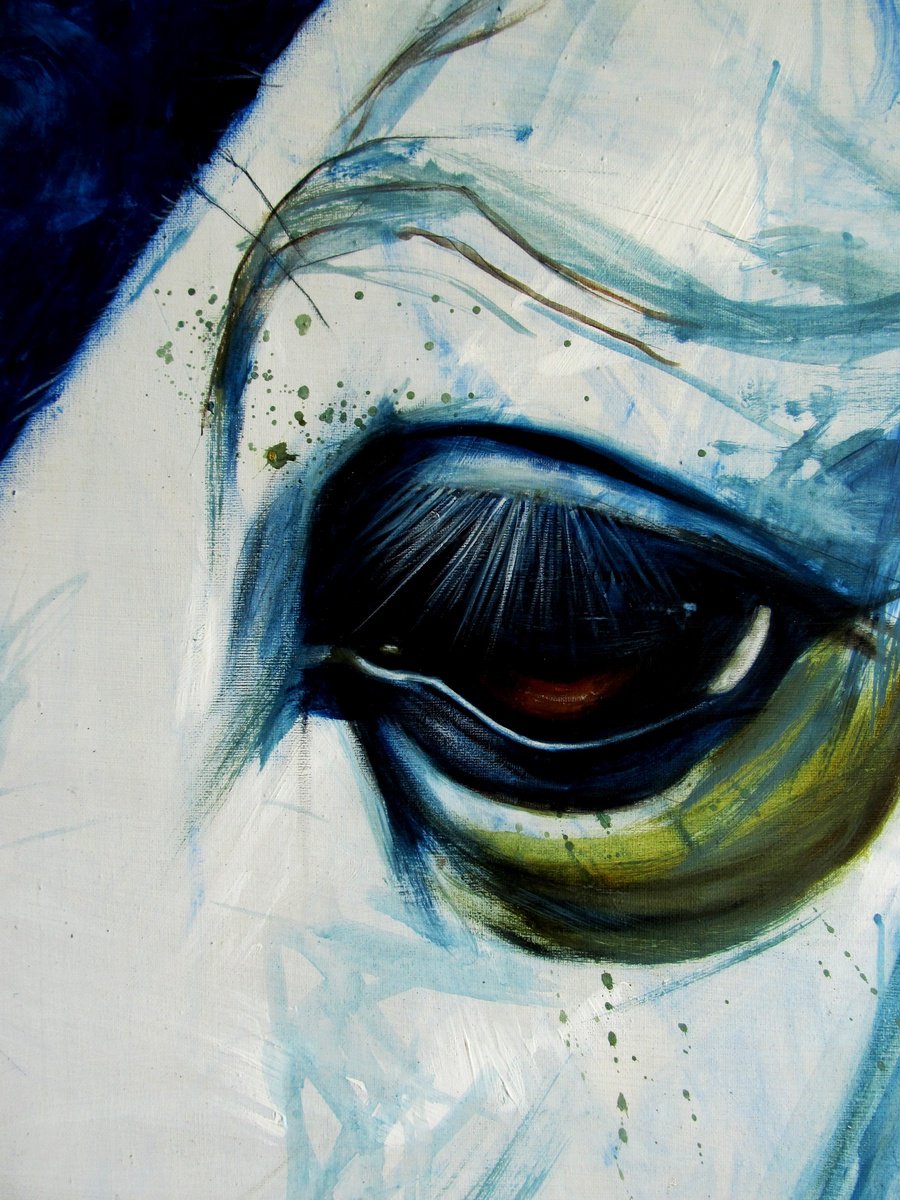 Original Oil Painting - Portrait of a Blue Horse by Serhiy Roy
