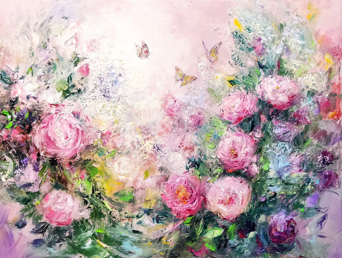 Roses Of Paradise By Helinda (Olga Muller), 31 X 24, Artwork For Sale On Artfinder
