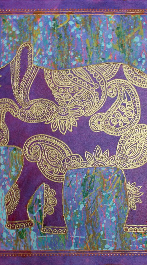 ELEPHANT /  ORIGINAL ACRYLIC PAINTING by Salana Art