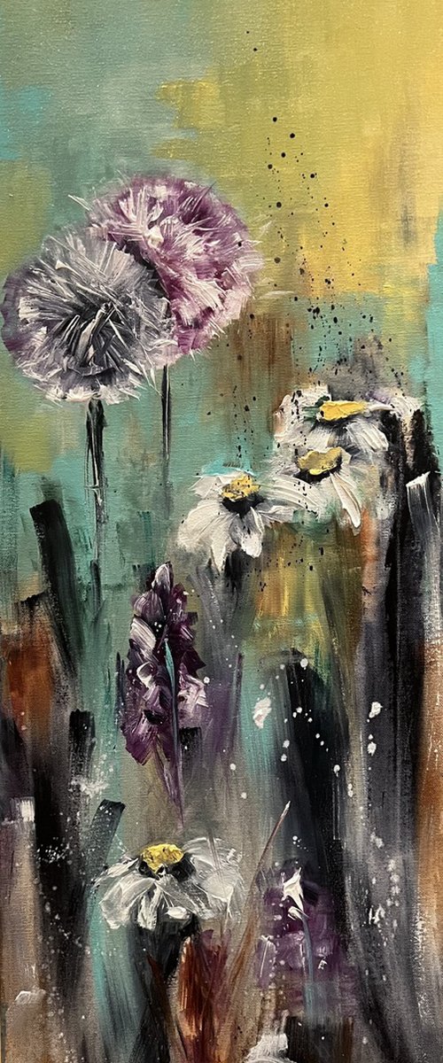 WILD FLOWERS 3, Oil on canvas panel by Svetlana Caikovska