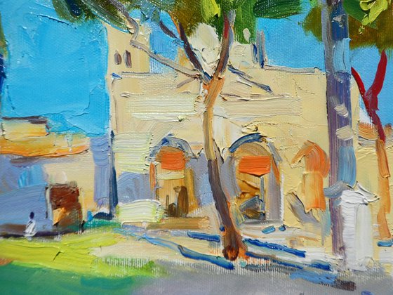 Italy Old City Painting Blossoms Painting Original Oil Painting Oil on Canvas  Fine Art Impressionism