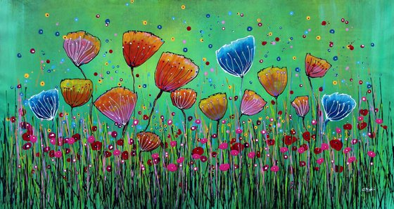 Young Folks #7 - Large original abstract floral painting