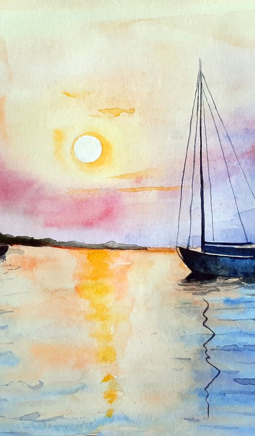Sunrise, watercolor by Luba Ostroushko