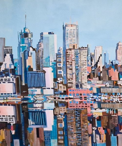 Urban Skyline Reflection New York by Alexandra Djokic