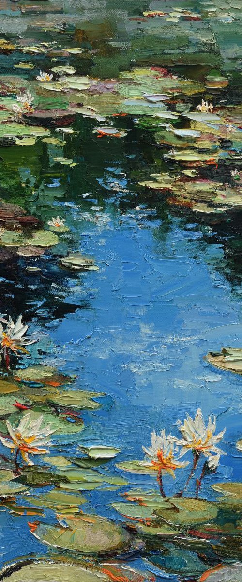 Water lilies Original Oil painting by Anastasiia Valiulina