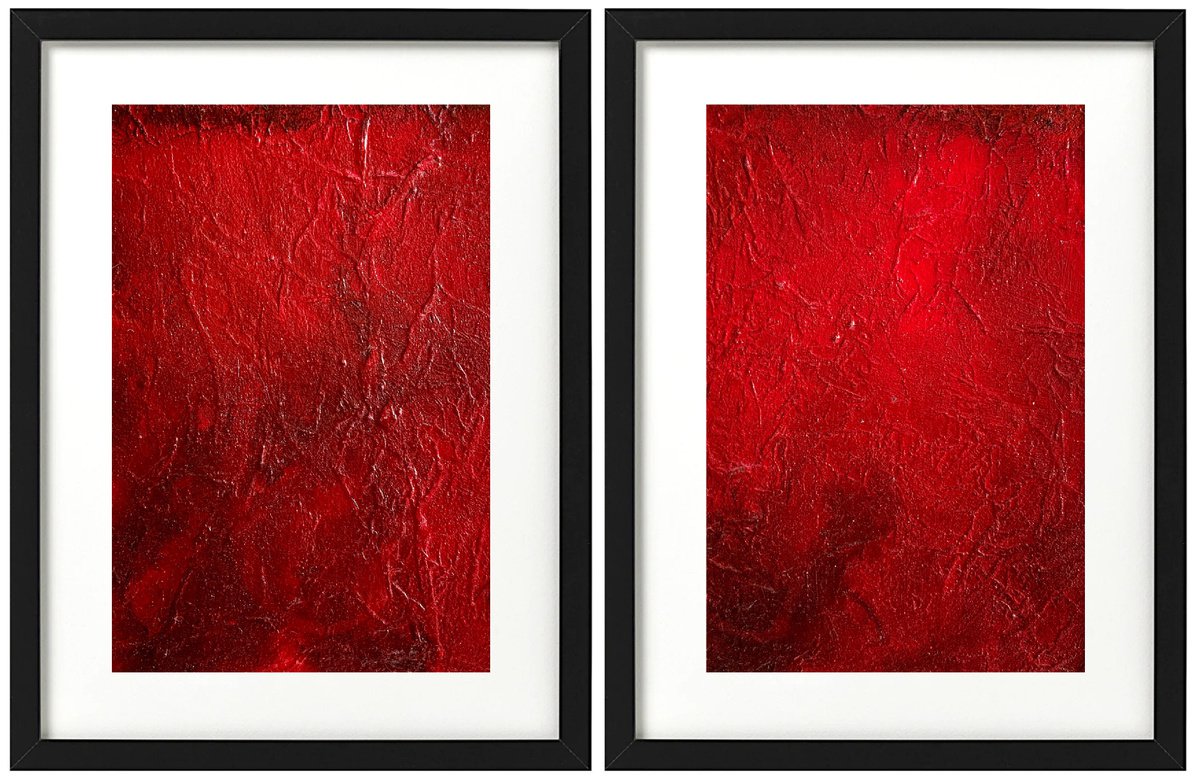 Abstract No. 10237 set of 2 - framed ready to hang by Anita Kaufmann