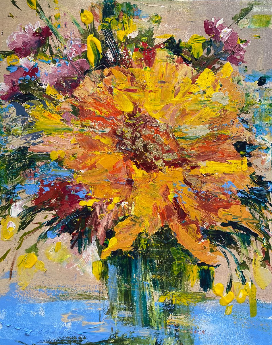 -Yellow florals-? original painting floral by Oksana Petrova