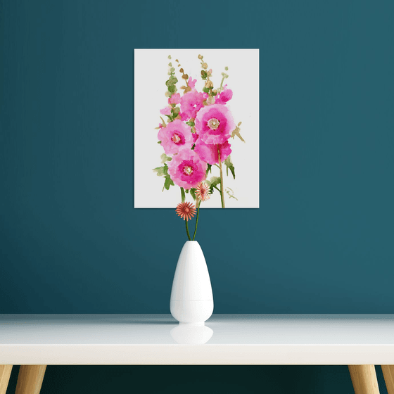 Hollyhock, Pink flowers