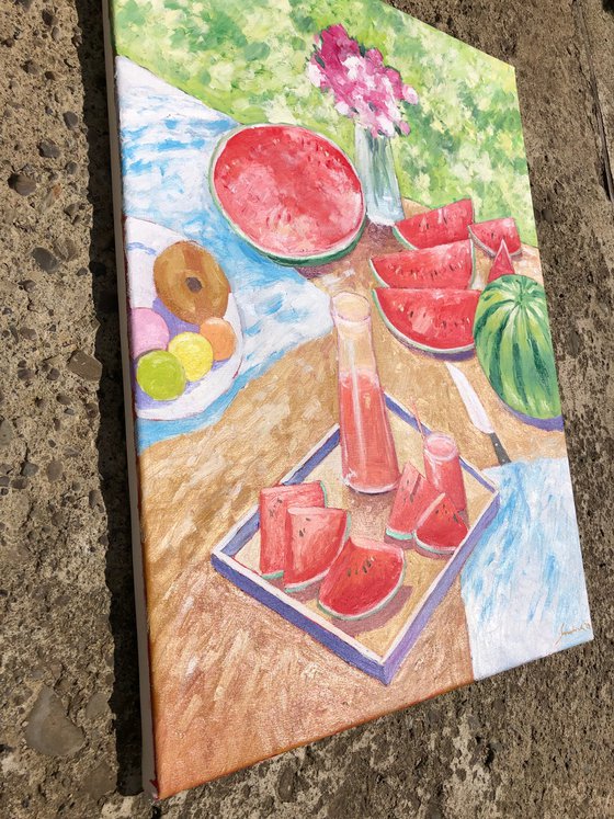 Still life with watermelon