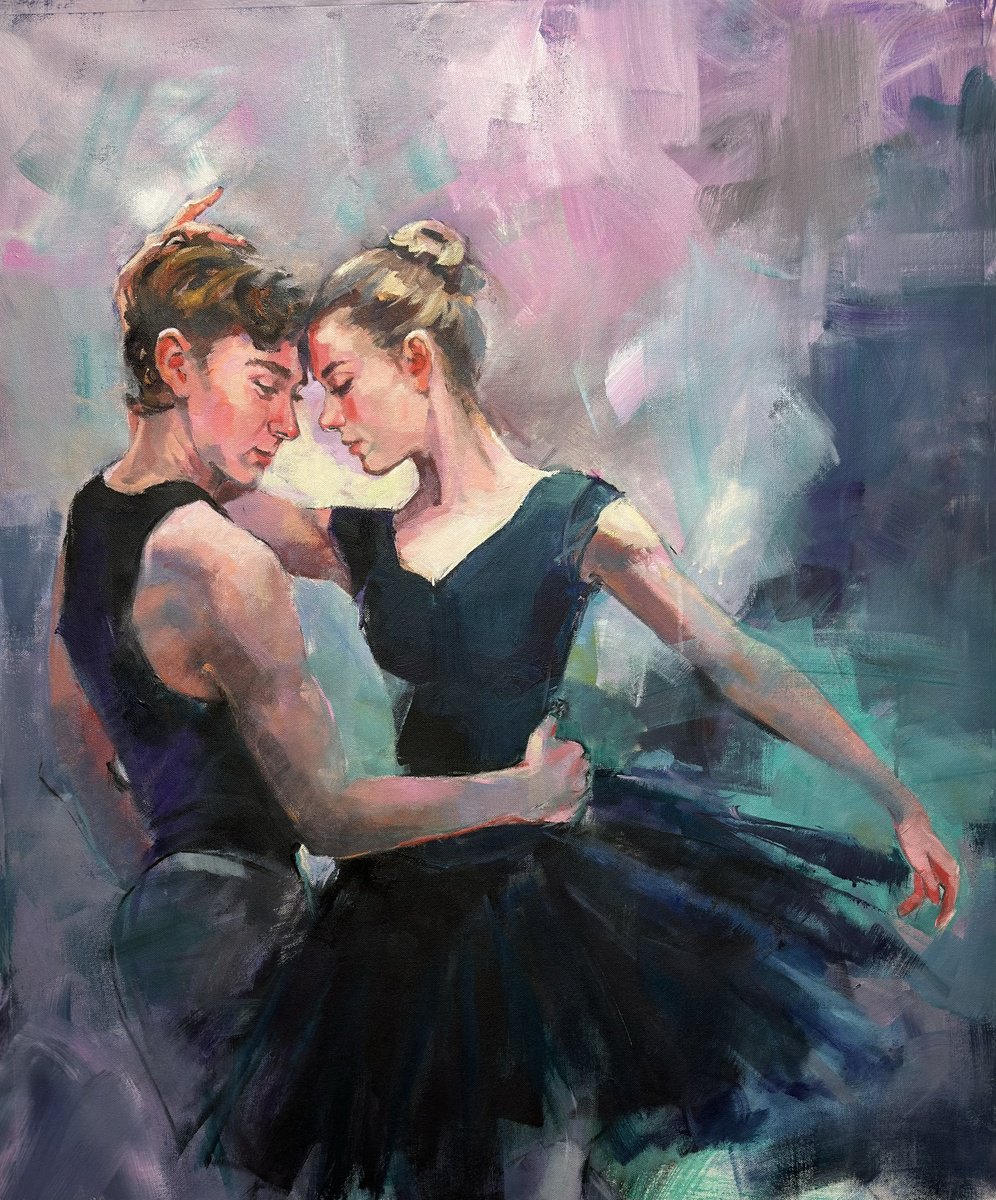 Impressionistic Portrait Acrylic Painting By Faiqa Uppal, 39 X 47, In Perfect Harmony, Original Artwork