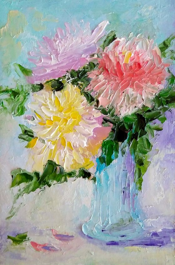 A small bouquet, Floral Painting Original Art Small Oil Artwork Bouquet of Flowers Wall Art