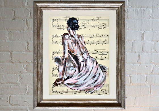 Ballerina III - Vintage Music Page, GIFT idea