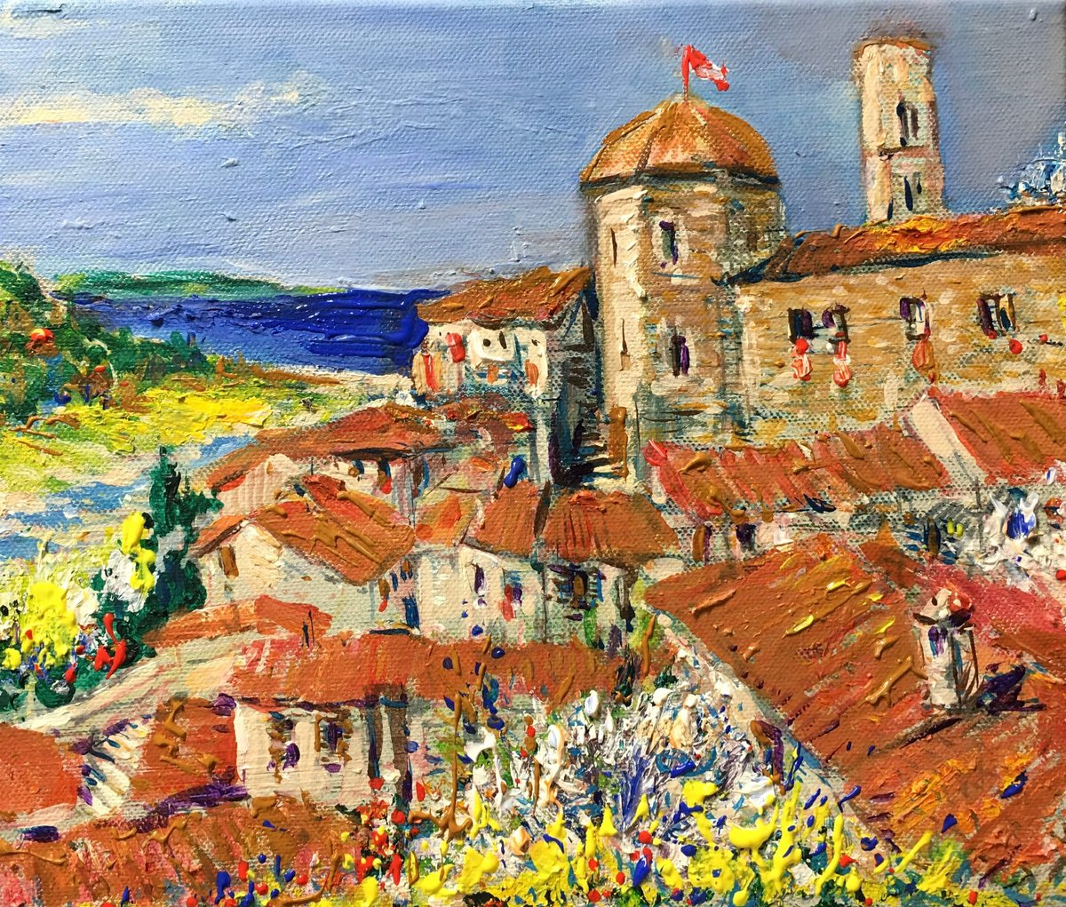 Impressionistic Landscape Acrylic Painting By Altin Furxhi, 12 X 10, Tuscany Landscape Volterra, Original Artwork