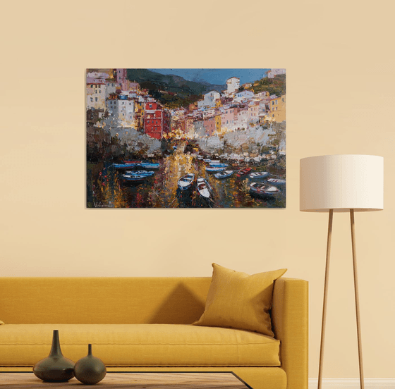 Riomaggiore, Cinque terre - Italian Landscape painting