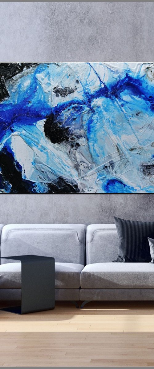 Nomadic Blue 240cm x 100cm Huge Texture Abstract Art by Franko