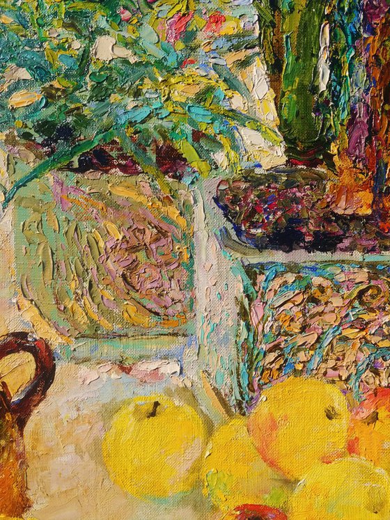 Mosaic of sunlight in autumn apples