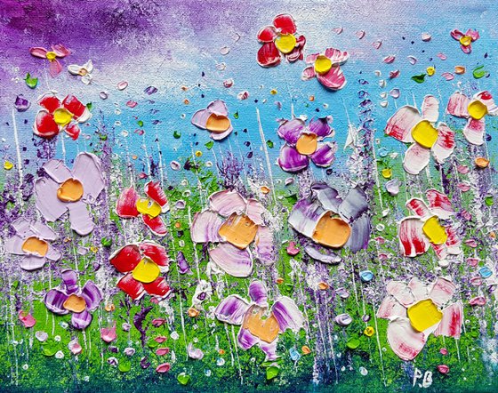 "Stormy Meadow Meadow Flowers in Love"