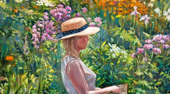 A sunny day in the garden-02 (Original Oil Painting, 100% Handmade)