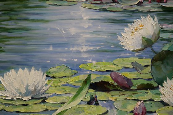 "Dragonflies over Lilies"