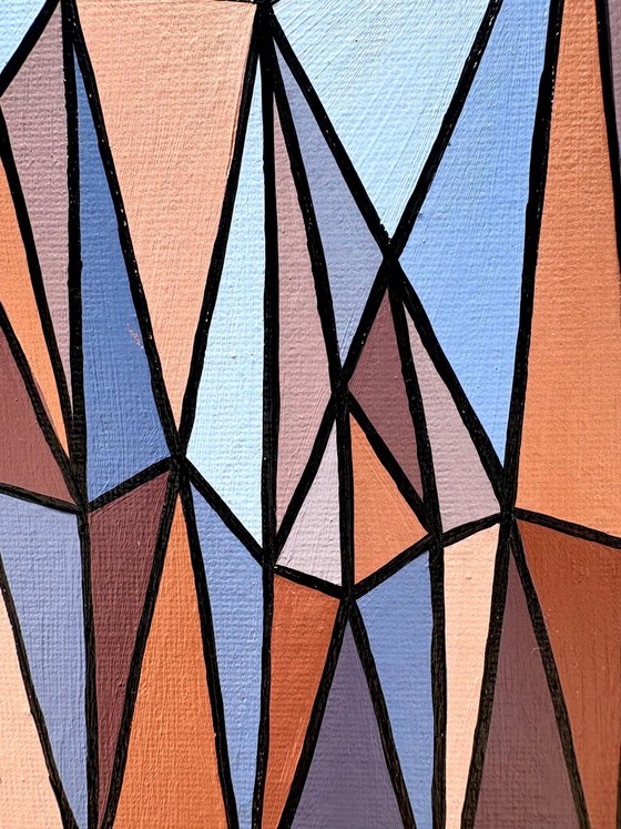 ABSTRACT BLUE AND GOLD FLOWER COMPOSITION