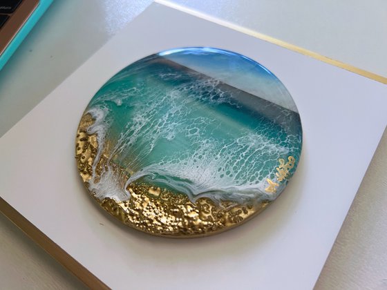 "Little wave" #6 - Miniature round painting