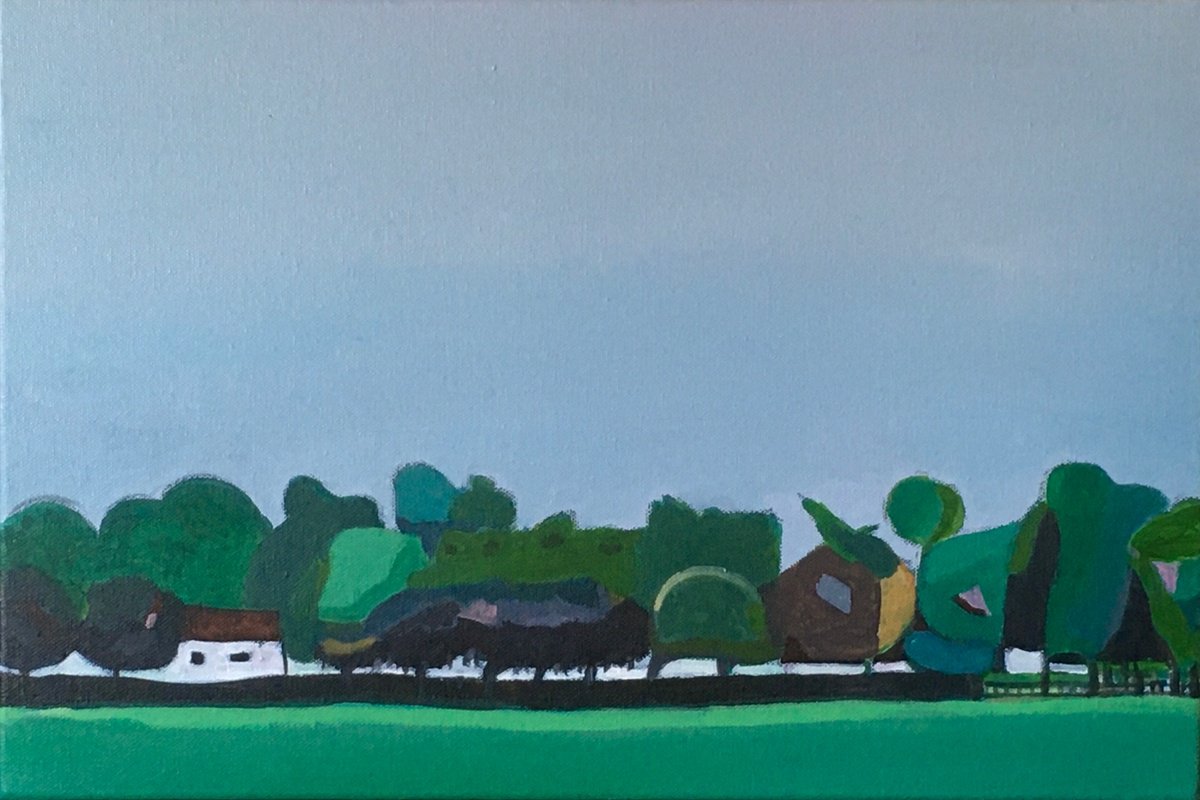 Impressionistic Landscape Acrylic Painting By Chihiro Kinjo, 18 X 12, July Course, Original Artwork