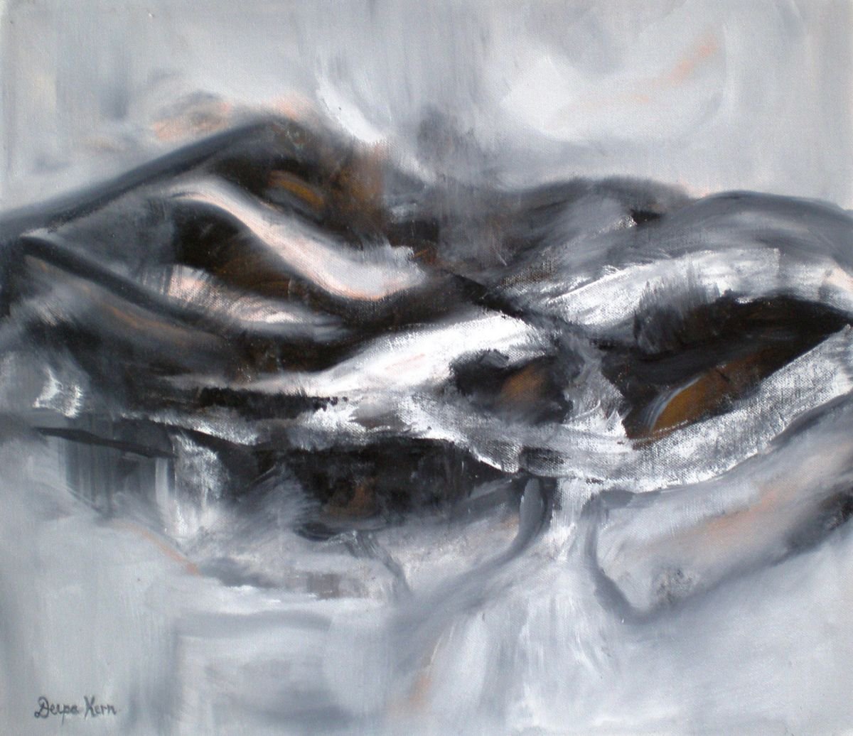 Embracing the Unknown - Monochrome Black and White Abstract, Minimalism by Deepa Kern